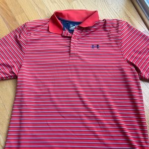 red striped under armor polo